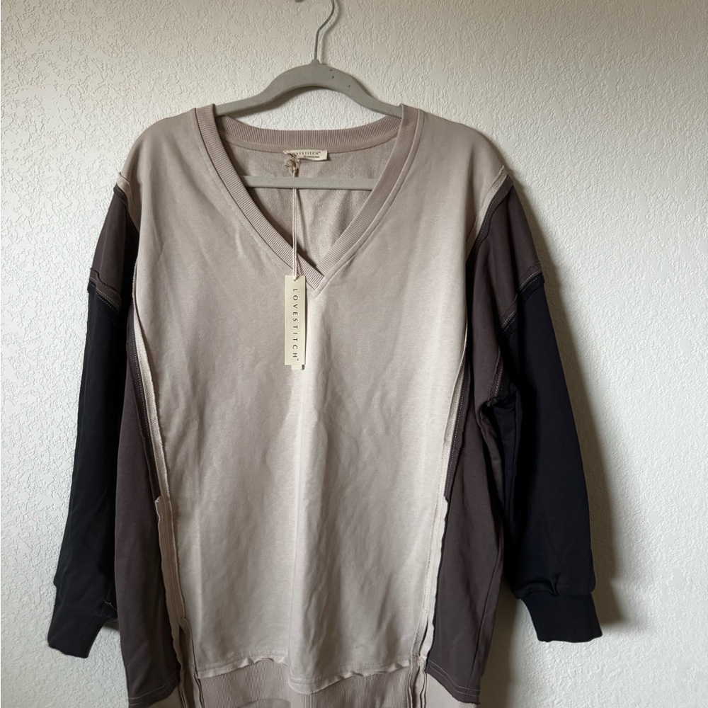 Lovestitch Color Block V-Neck Sweater